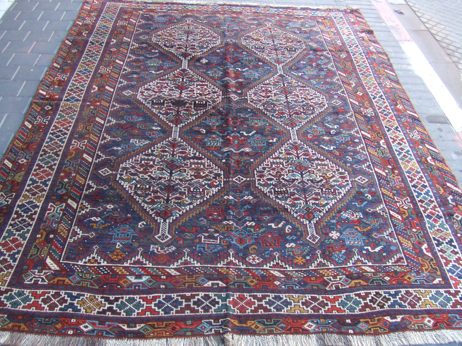 Antique shiraz Rug Carpet Wool Rare Hand Made 1900  